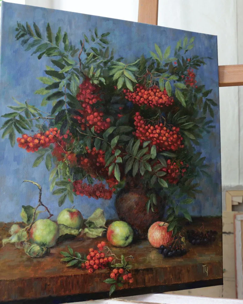 Натюрморт с рябиной. Холст, масло, 60х50 см