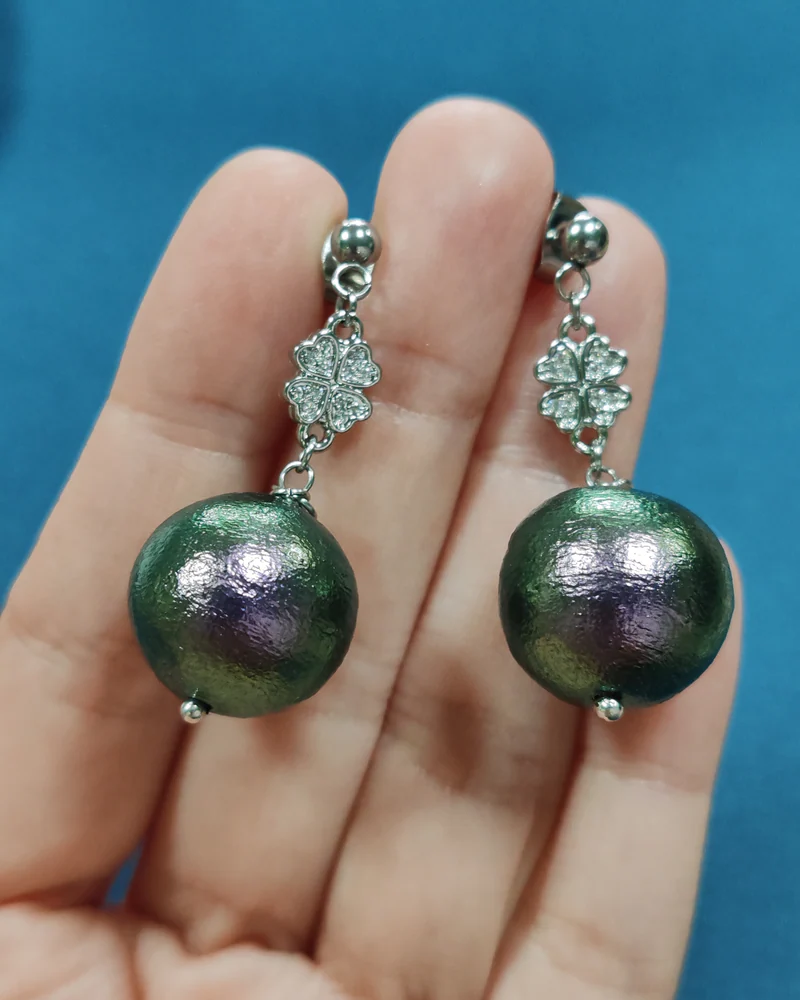 Серьги с хлопковым жемчугом