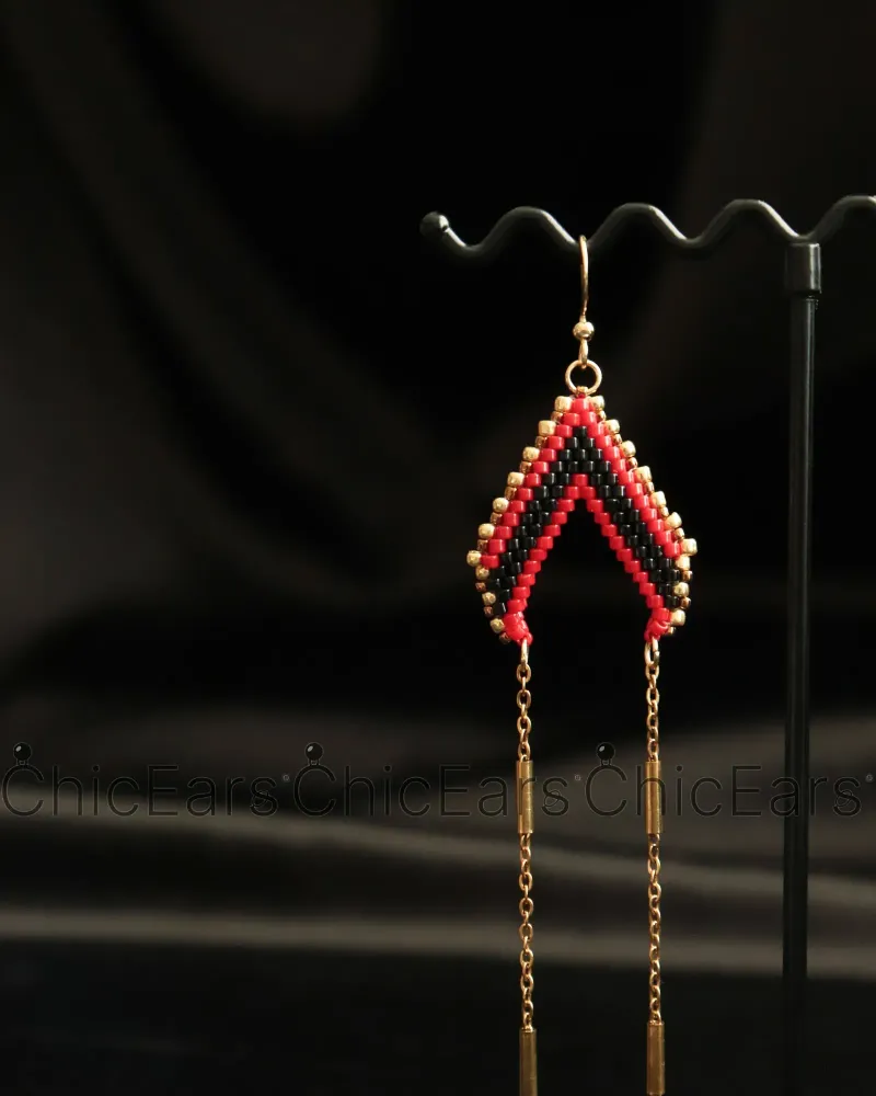 Серьги-кокошник из бисера — Хохлома