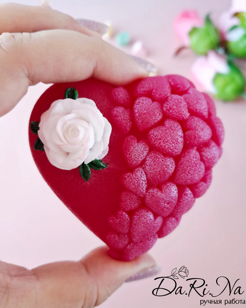 Мыло "Сердце с розой"