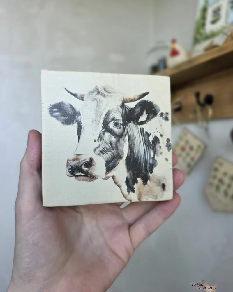 Мини-панно на дереве 10×10 см «Ферма» — Ферма