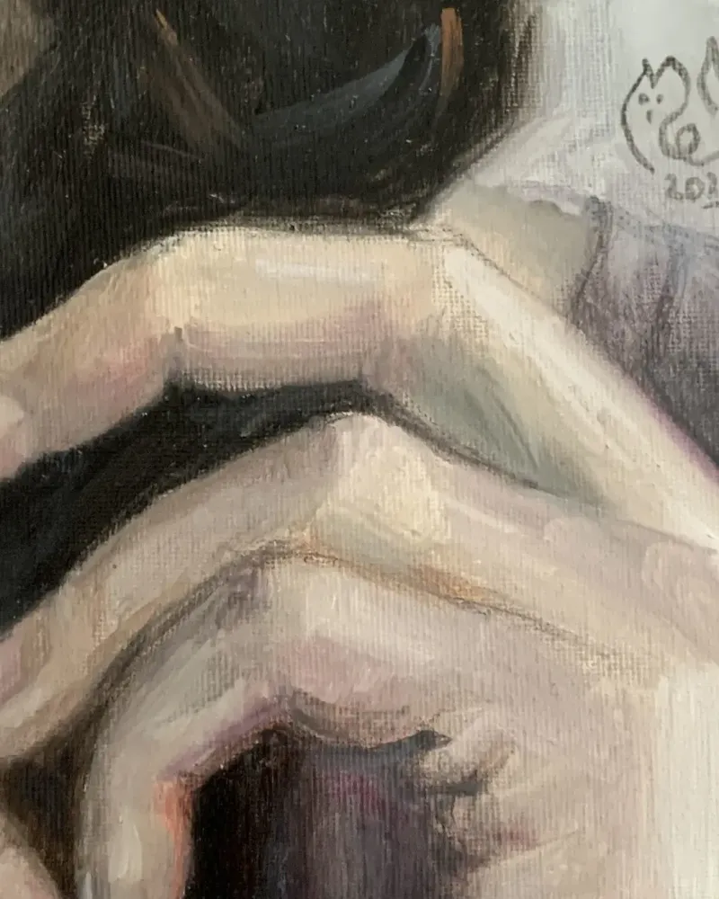 Портрет рук. Картина маслом 30×30 см — 30×30 см
