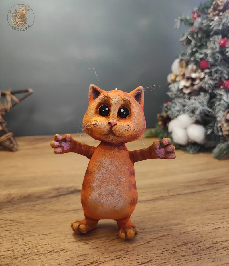 Ватная игрушка «Рыжий котик»