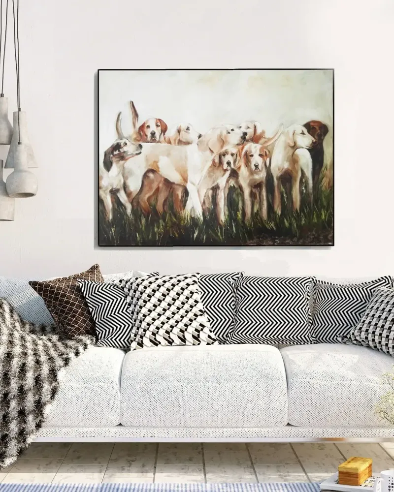 Охота с собаками. Картина маслом 60×80 см — 60×80 см