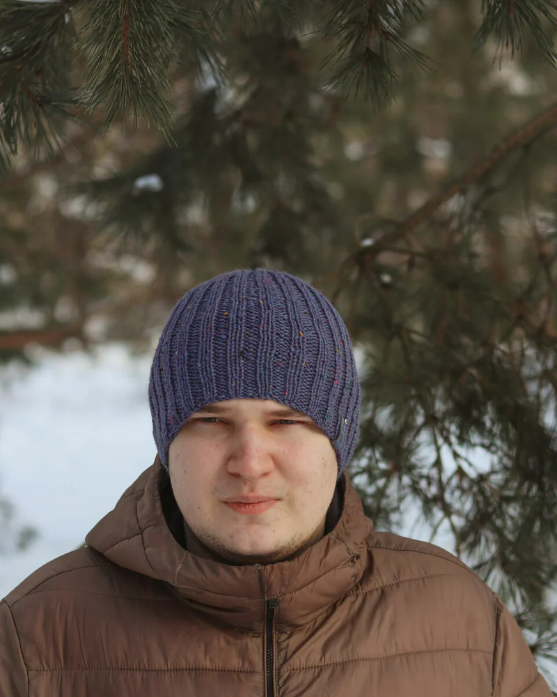 Шапка мужская шерстяная твидовая, Универсальная вязаная шапка
