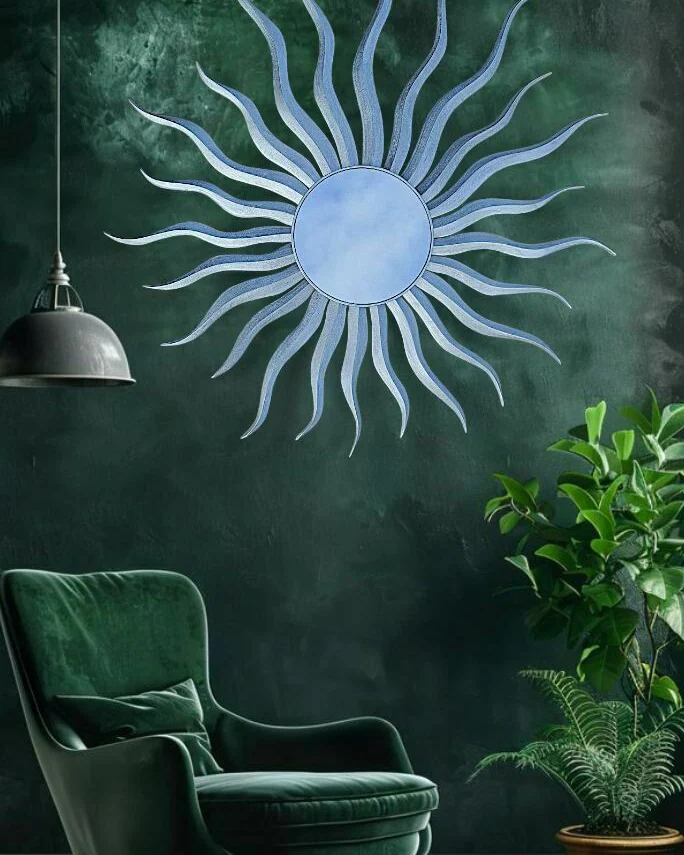 Зеркало-солнце Soleil 114×125 см — Серебро матовое