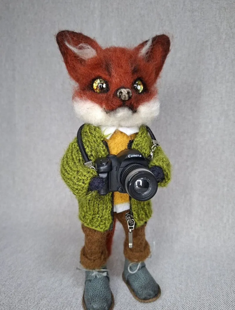 Лис-фотограф, интерьерная игрушка