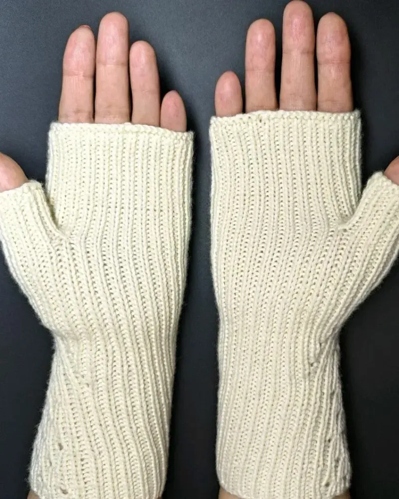Ажурные митенки из мериноса — Белые 2 — Белые 2