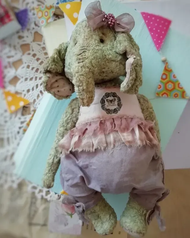 Слонёнок Тедди Дженни, мятный, 19 см