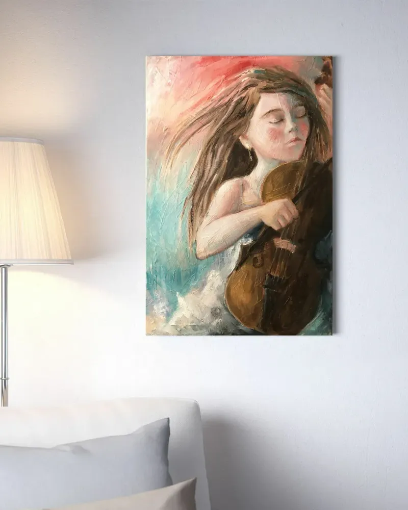 Девочка и скрипка. Картина маслом 40×60 см — 40×60 см