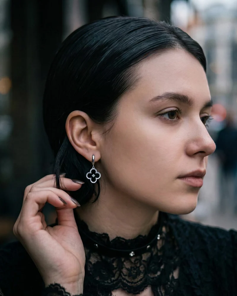 Серьги готика — чёрные