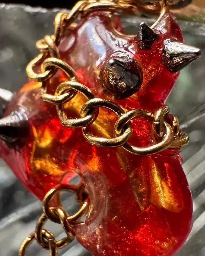 Серьги «Красное сердце» — Красные