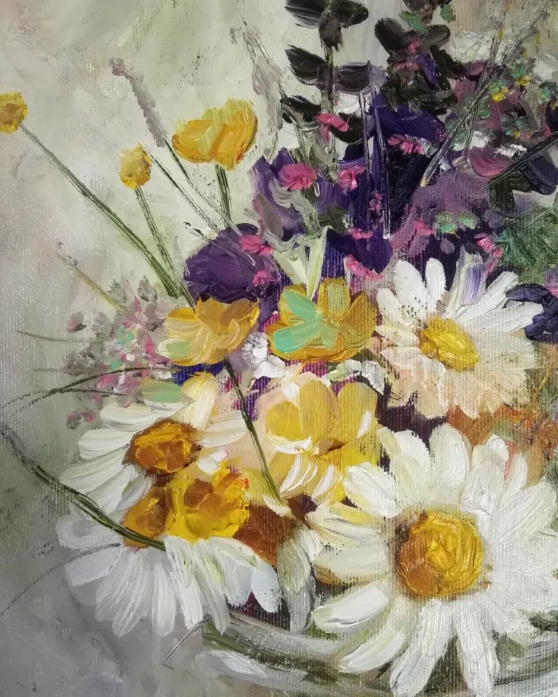 Полевые цветы. Картина маслом 30×50 см — 30×50 см