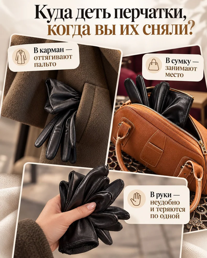 Колье Колье — Черные бусы для перчаток