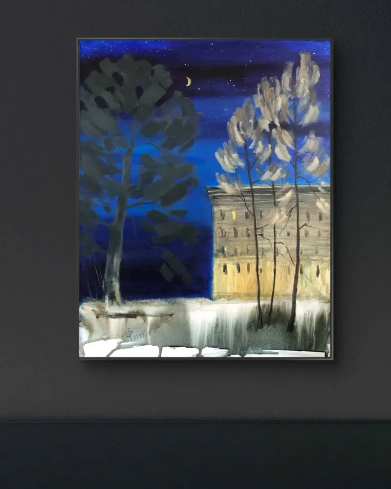 Ночной Петербург. Картина акрилом — 40×50 см
