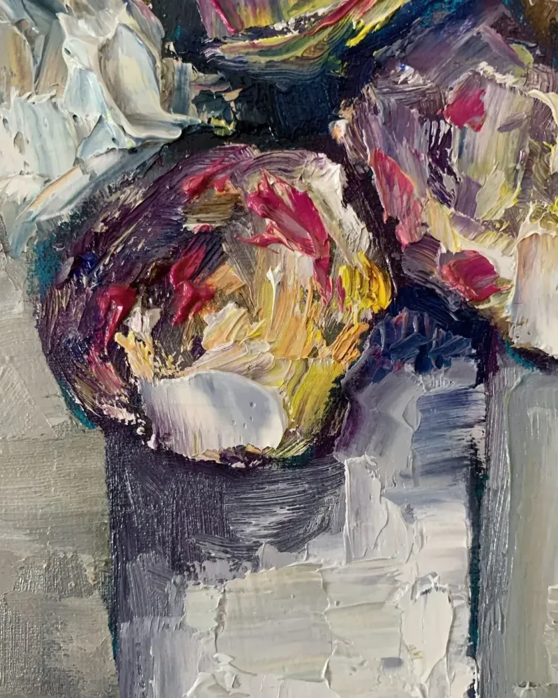 Цветы в вазе. Картина маслом 15×21 см — 15×21 см