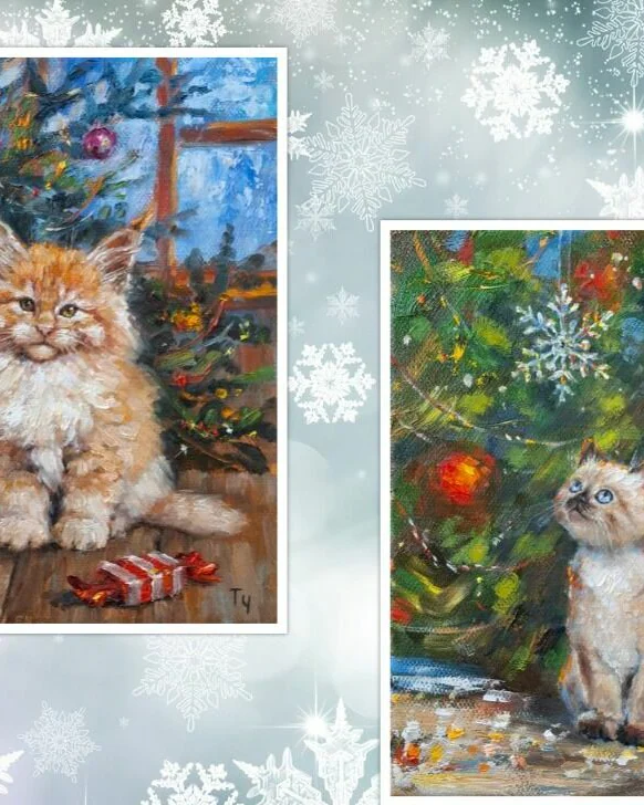 Котята и Новый год. Комплект из двух картин
