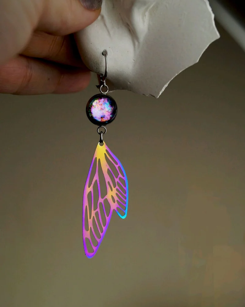 Серьги космические бабочки