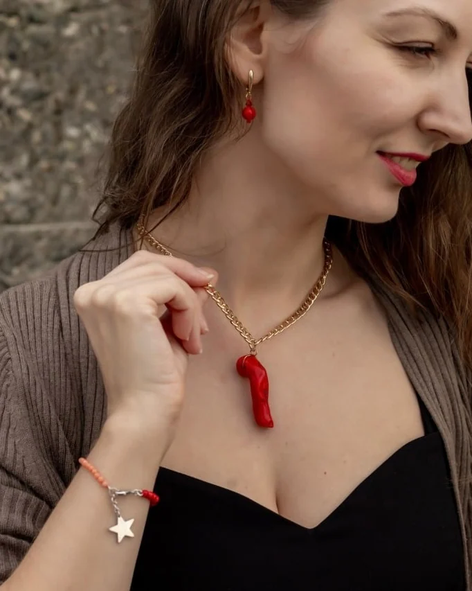 Серьги с красным кораллом — Серьги с красным кораллом