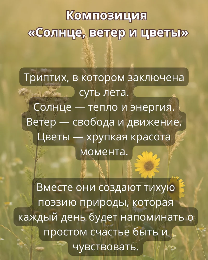Триптих "Солнце, ветер и цветы" — Основное исполнение