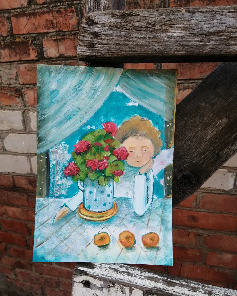 Три мандарина и пеларгония