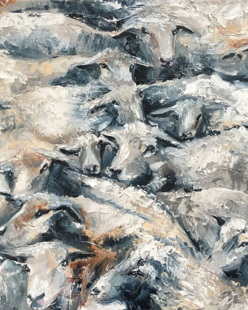Овцы. Картина маслом 40×40 см — 40×40 см