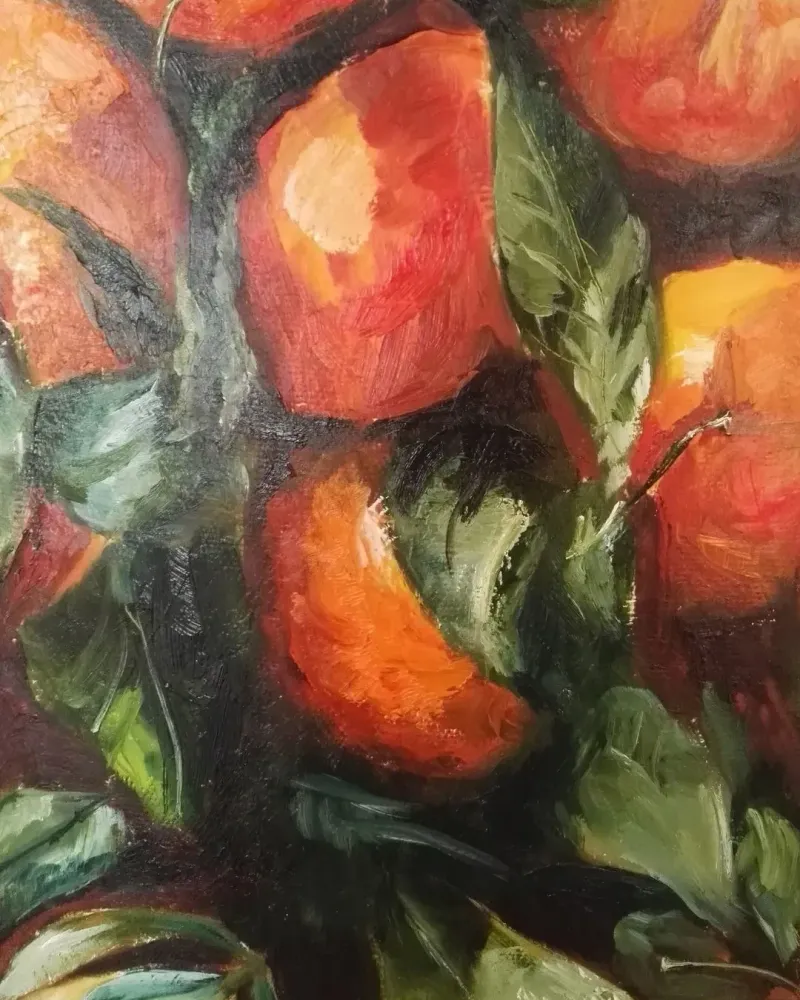 Мандарины и лимон. Картина маслом 40×50 см — 40×50 см