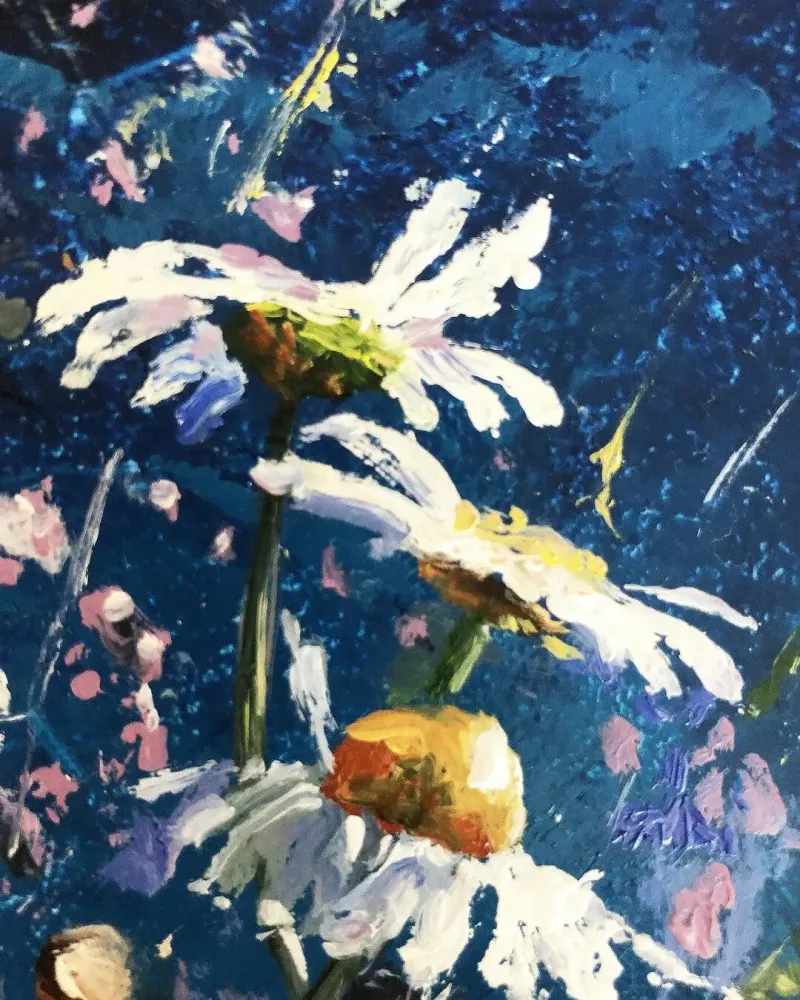 Ромашки. Картина маслом 12×17 см — 12×17 см