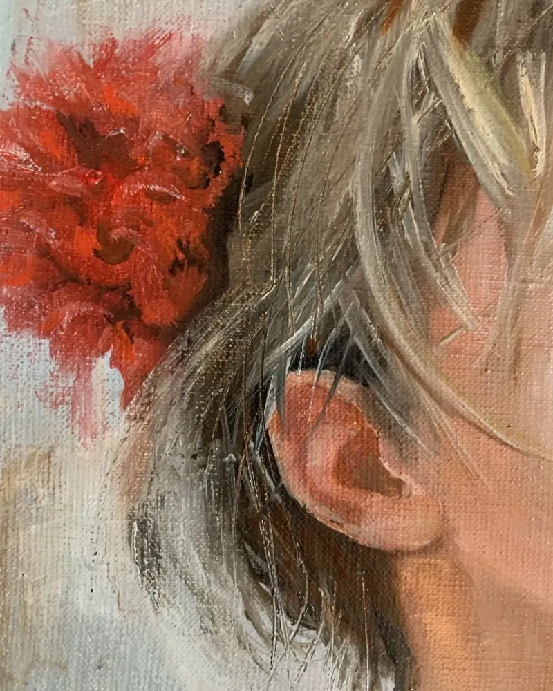 Портрет девочка с помадой. Картина маслом 40×50 см — 40×50 см