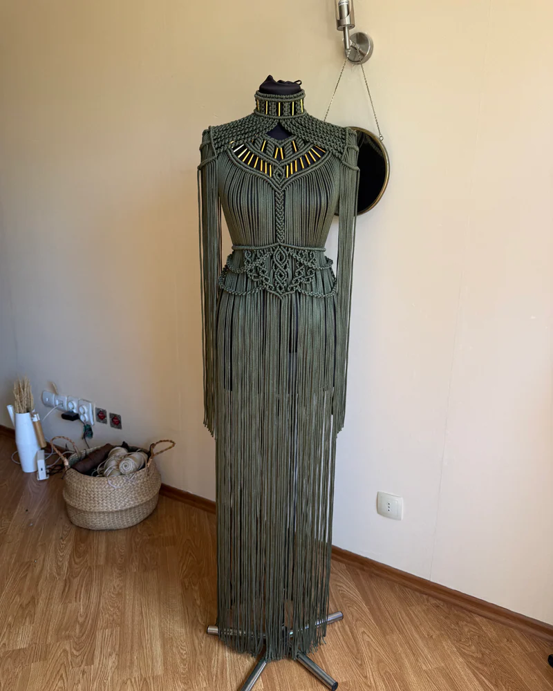 Платье макраме и наплечники