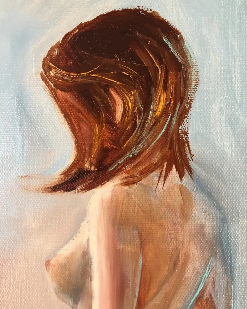 Обнаженная девушка. Картина маслом 20×70 см — 20×70 см