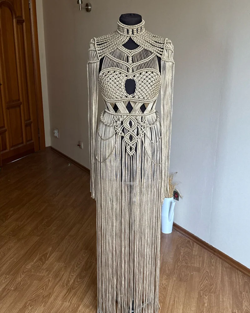 Платье макраме с наплечниками