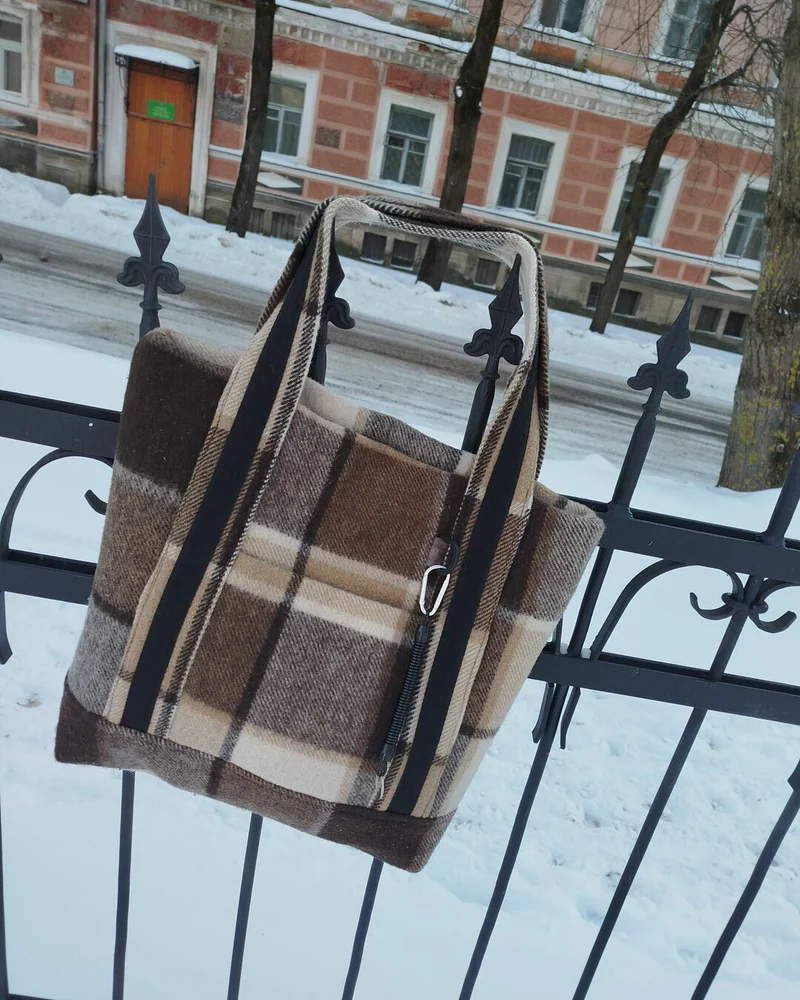 Сумка из пледа мериносовая — Коричневый