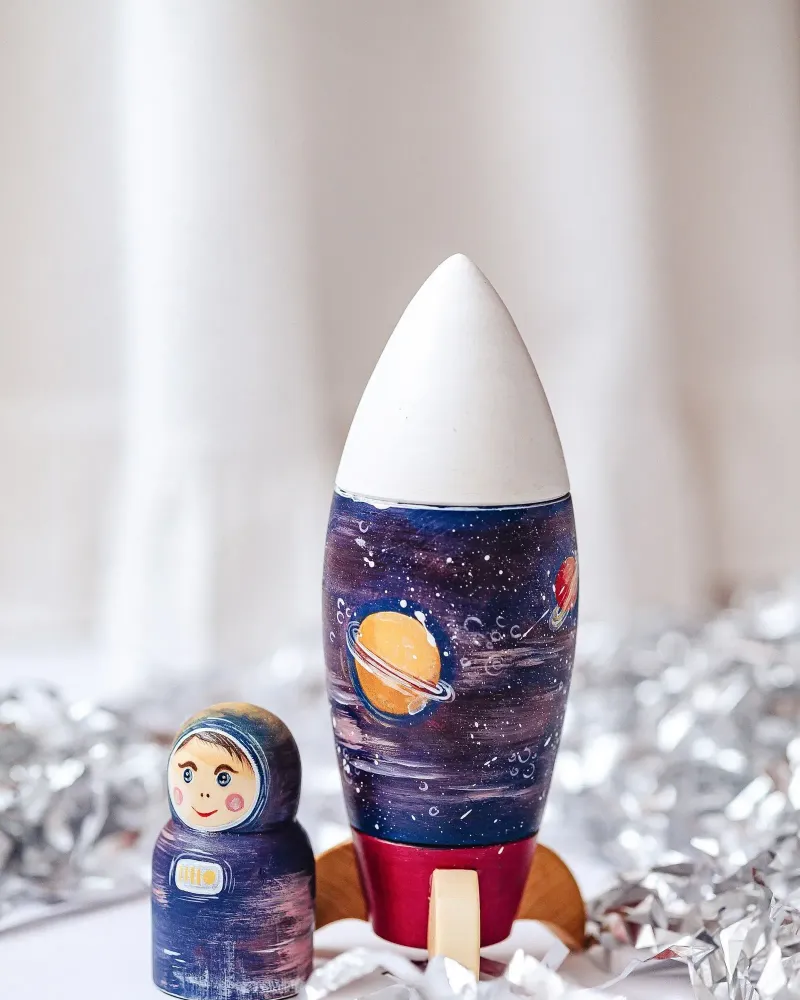 Игровой набор «Ракета и космонавт» — Синяя расписная