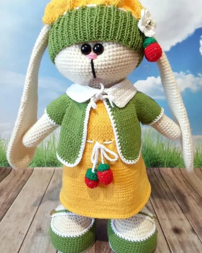 Заяц тильда, вязаная интерьерная игрушка ручной работы,14+