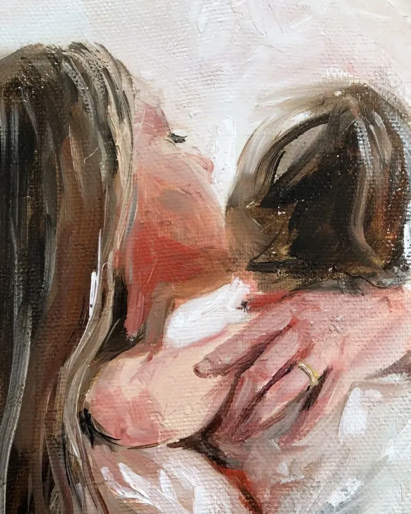 Мама с ребенком. Картина маслом 30×60 см — 30×60 см