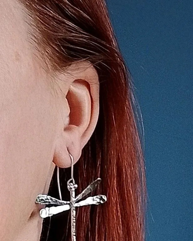 Серьги Стрекозы — Серебристый