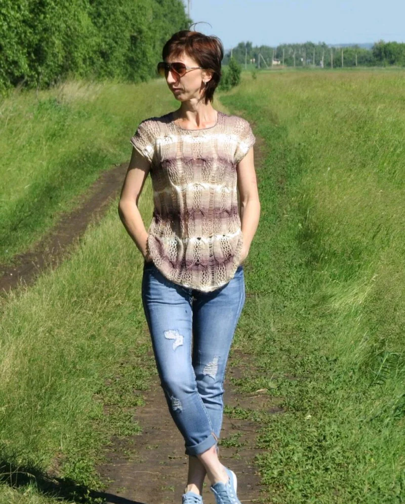 Мультиколор Летний ажурный джемпер, безрукавка — Ажурный джемпер