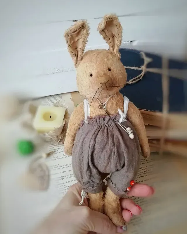 Зайчик Тедди Альфи, бежевый, 20 см
