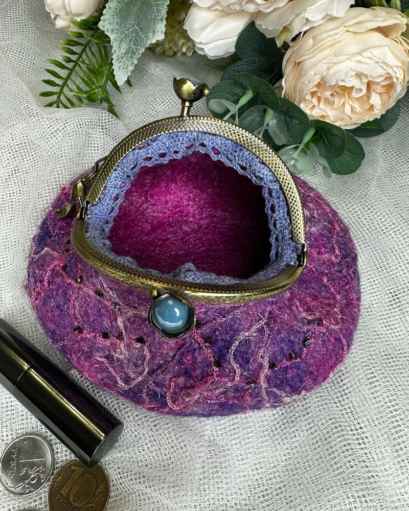 Кошелек монетница. Женский маленький кошелек с фермуаром