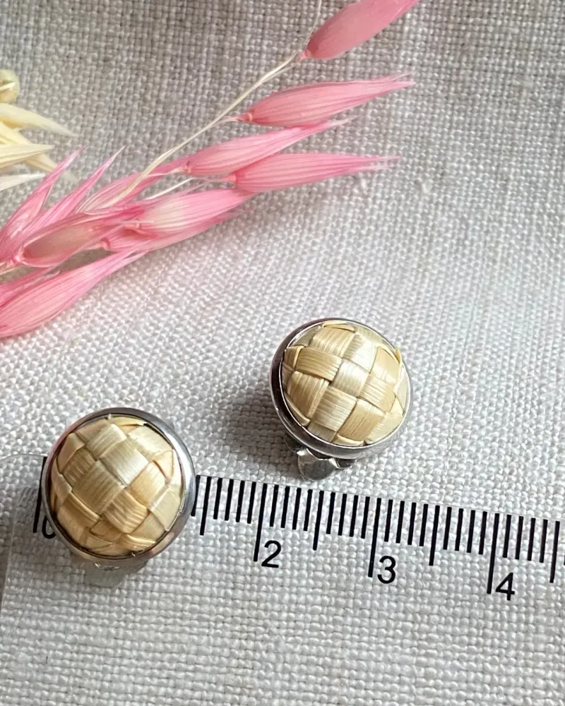 Клипсы «Бусина» из соломки, натуральный цвет