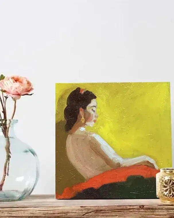 Женский портрет. Картина маслом 20×20 см — 20×20 см