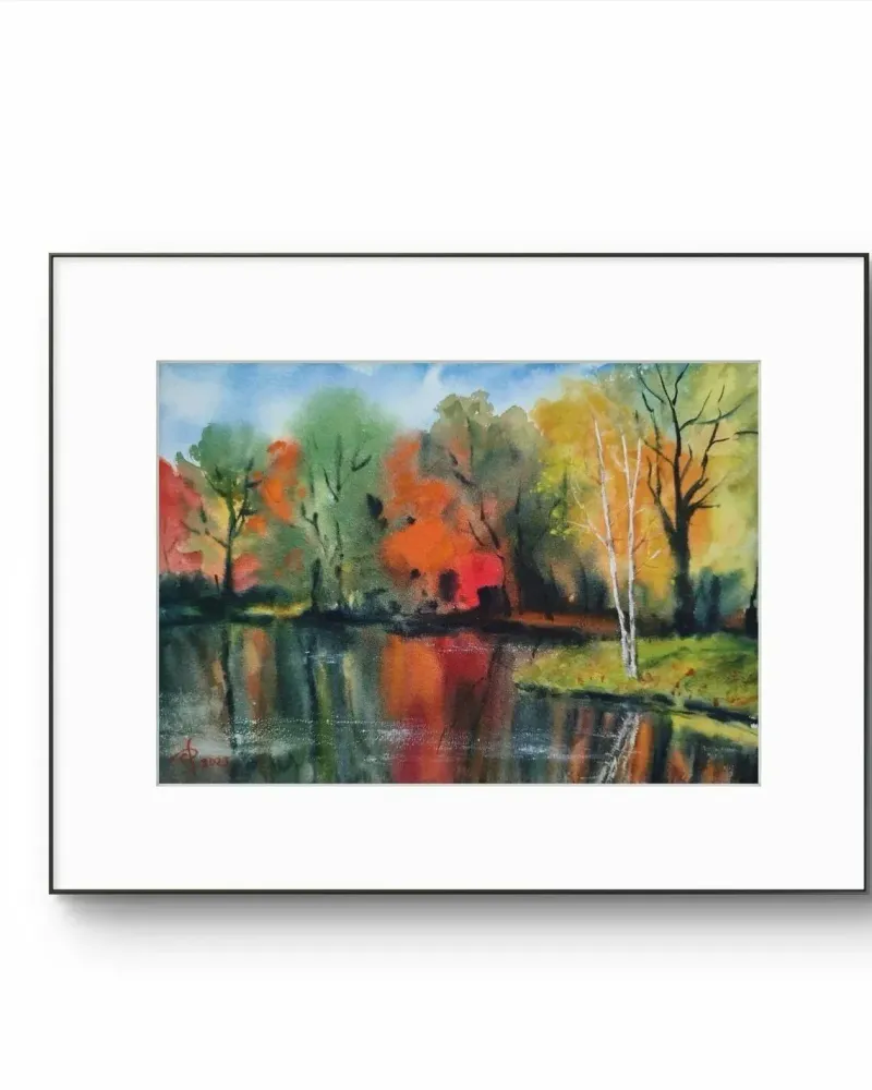 Осень. Осенний пейзаж акварелью — 20×30 см
