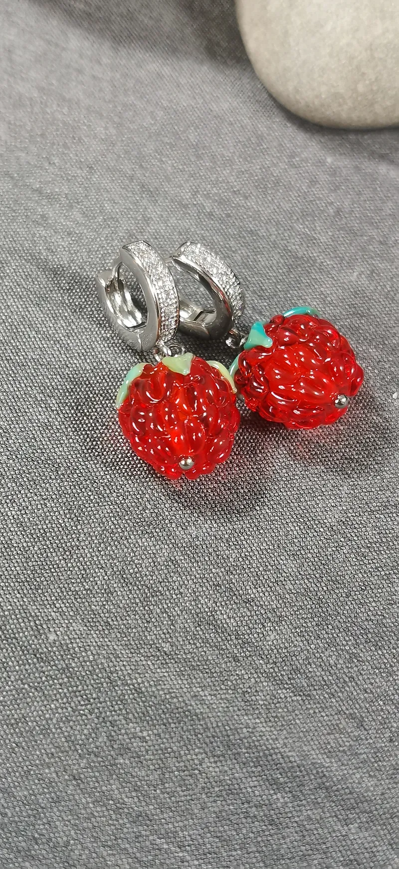 Серьги «Малинки» из стекла