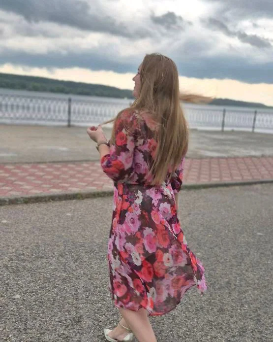 Шифоновое платье Летний букет, вискоза Италия