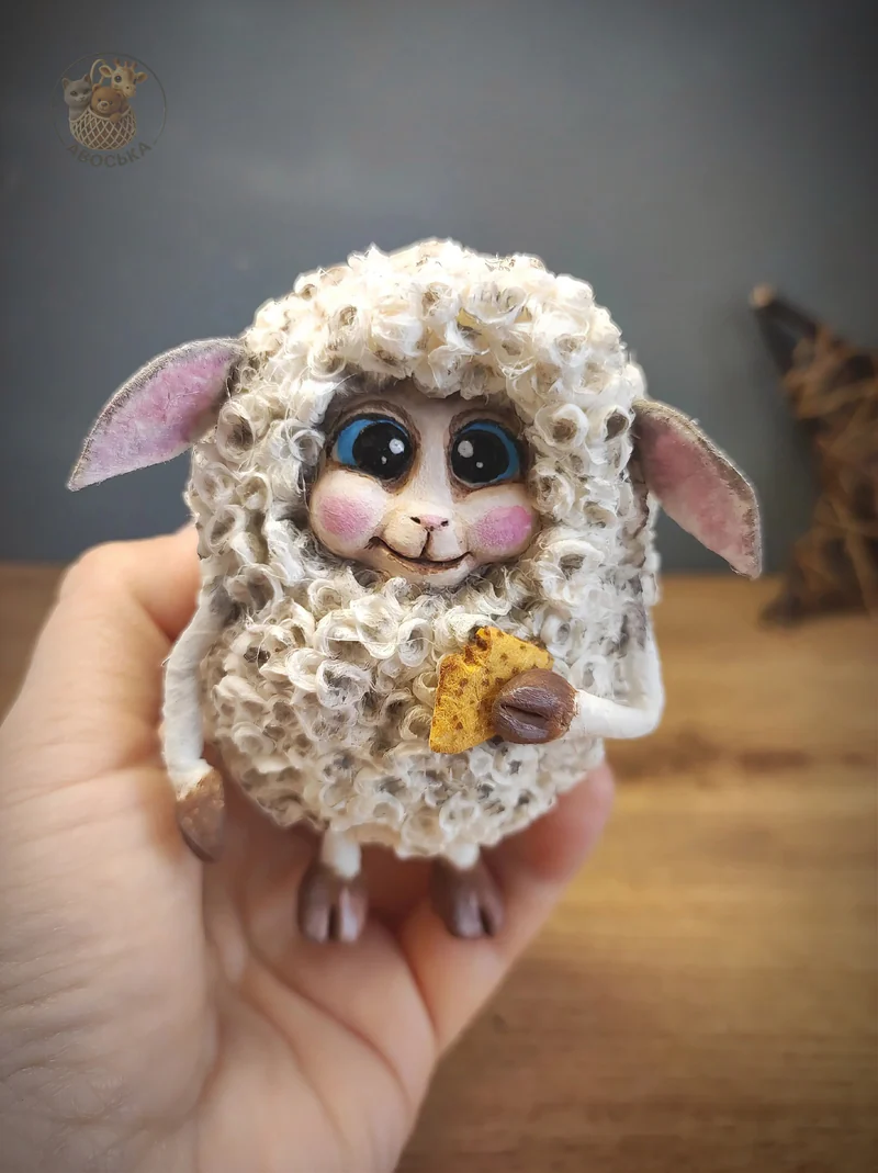 Ватная игрушка «Овечка на Масленицу»