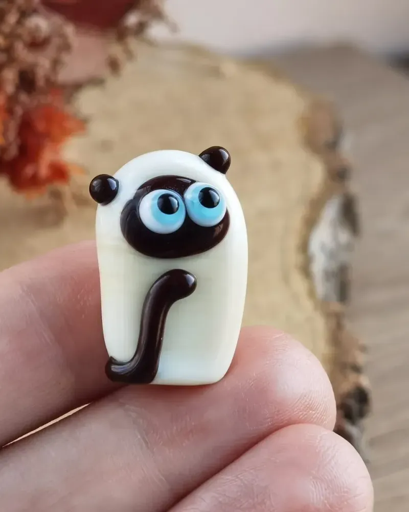 Стеклянная фигурка «Кот сиамский» — Высота 15 мм