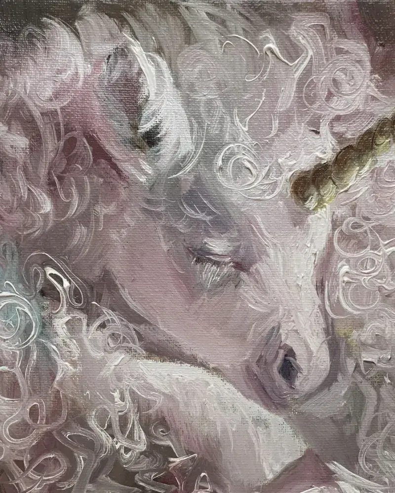 Единорог. Картина маслом 20×20 см — 20×20 см