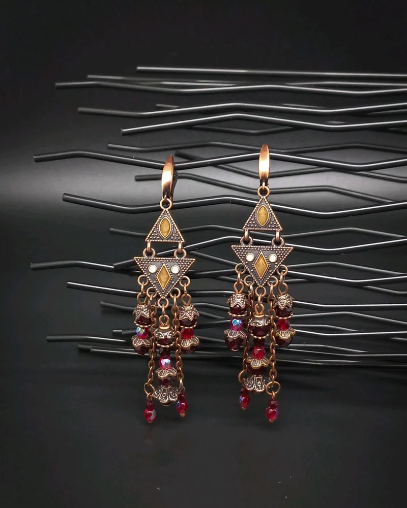 Серьги Кара с чешскими бусинами из стекла