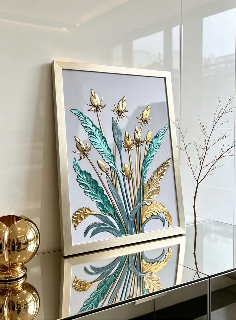 Картина «Текстурные растения», 50×70 см, на молочном фоне